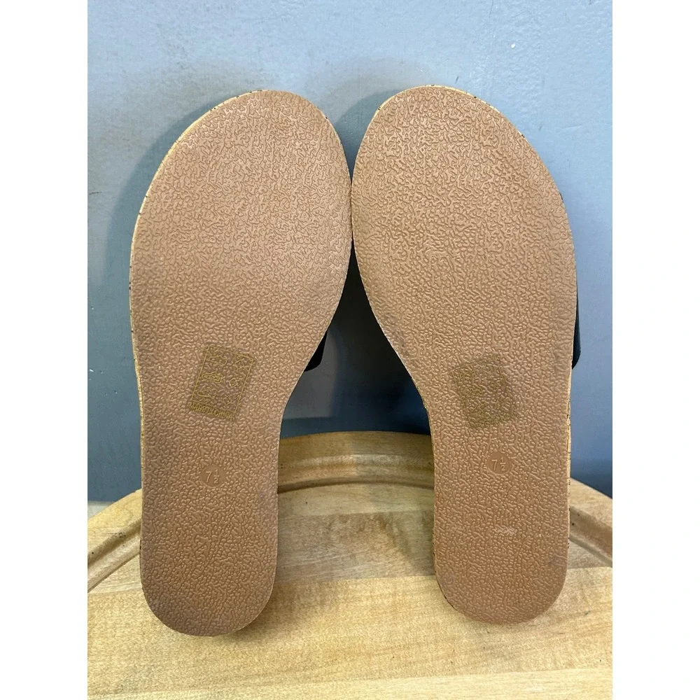 Shu Shop Platform Slides Womens 7.5‎ Black Milagros Snakeskin Cork Wedge Sandals